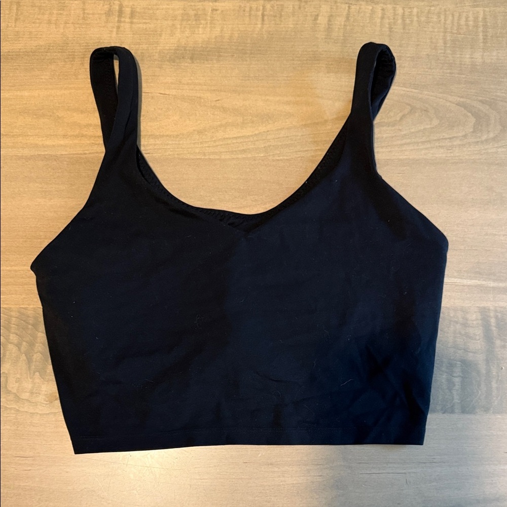 Aerie OFFLINE Black Cropped Tank Top with Built in Bra